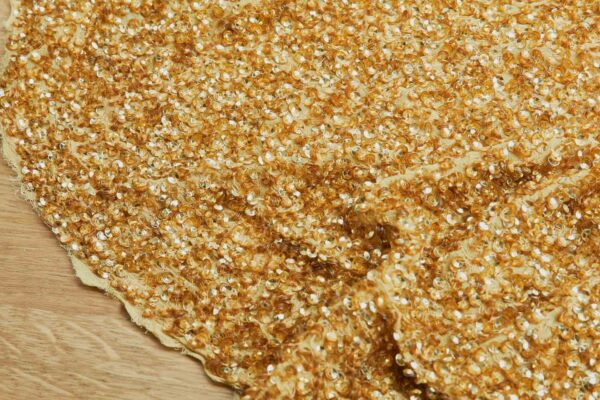 Sequin Encrusted Silk Chiffon - Honey Gold fabric