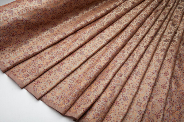 Smaller Floral Banaras Brocade - Camel, Rust and Dark Red fabric