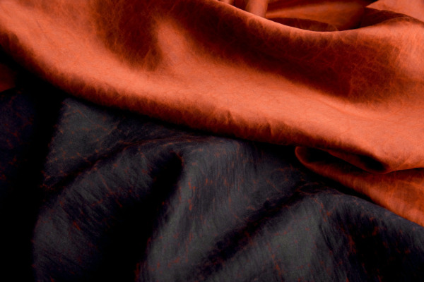 Mud Silk - Satin - Russet / Black fabric