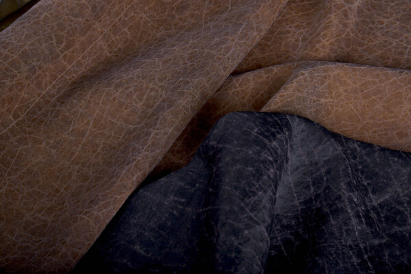 Mud Silk - Habotai - Crackled Cocoa / Black fabric