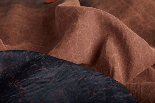 Mud Silk - Habotai - Brick / Black fabric