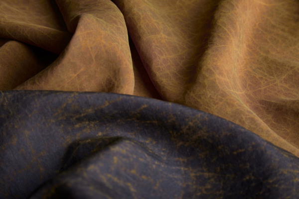 Mud Silk - Habotai - Raw Umber / Black fabric