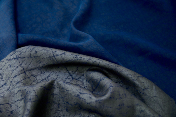 Mud Silk - Habotai - Electric Blue / Black fabric