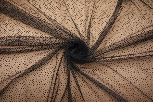 Flock Spot / Dot Tulle - Black