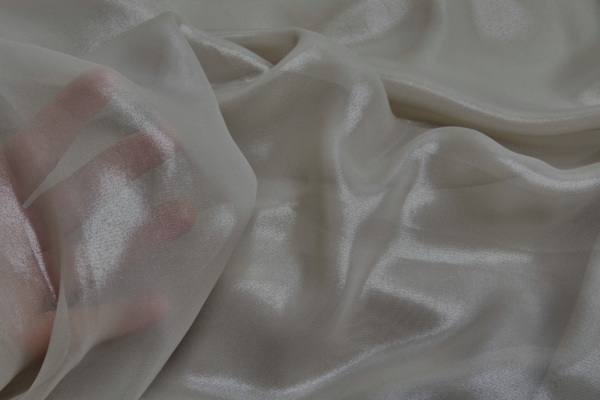 Foiled Chiffon - Clay / Silver fabric