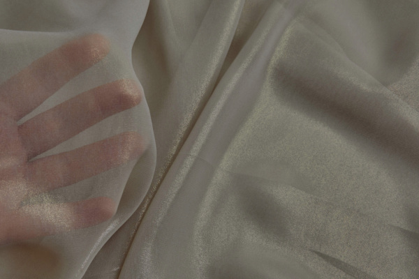 Foiled Chiffon - Clay / Gold fabric
