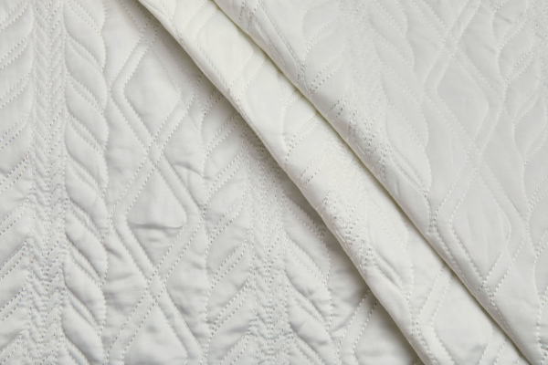 Quilted Satin Arran Pattern - Off White fabric