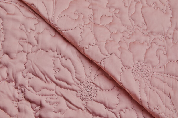 Quilted Satin in Large Floral Pattern - Dusty Rose fabric