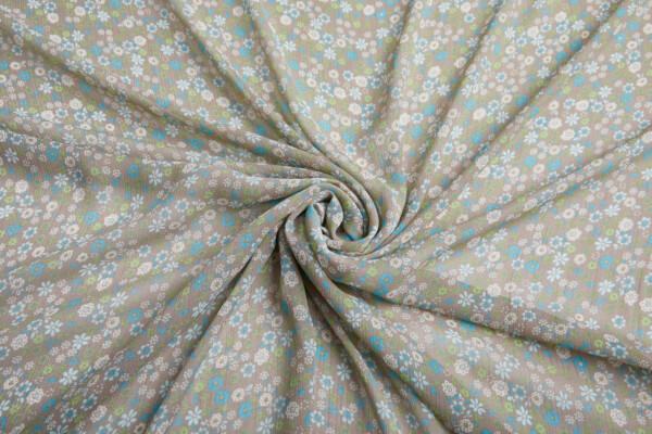 Floral Printed Chiffon - Blues and Greens fabric