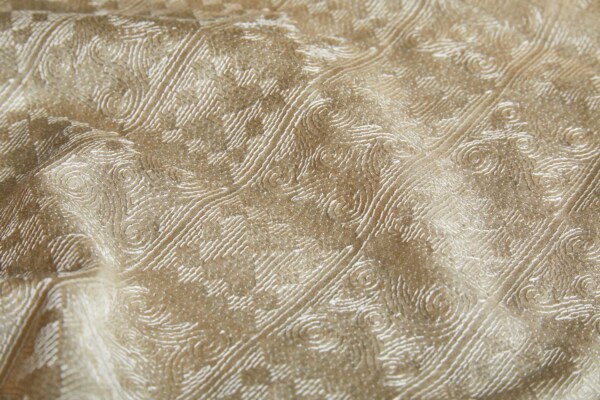 Geometric Embroidery on Sandy Yellow Silk Tassar