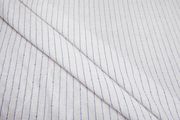 Rustic Cotton Stripe - Royal Blue and Off White fabric
