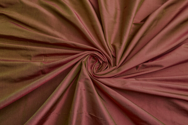 Silk Dupion - Deep Red shot Chartreuse fabric