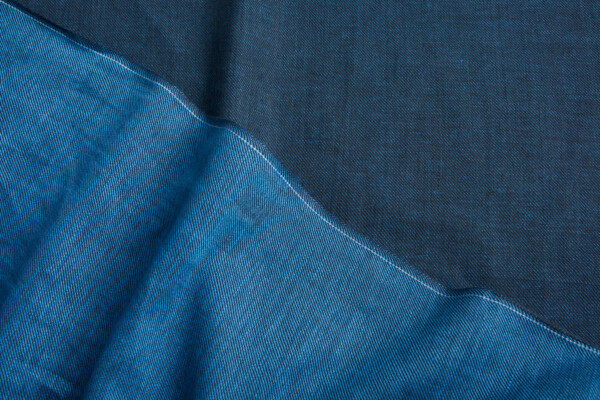 Reversible Linen Twill Weave - Blue / Black fabric