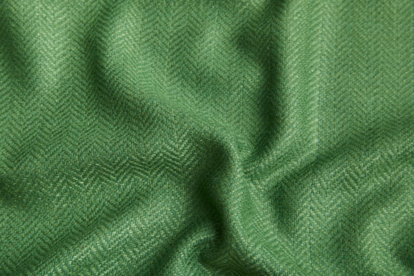 Raw Silk Cotton Blend Herringbone Weave - Green fabric
