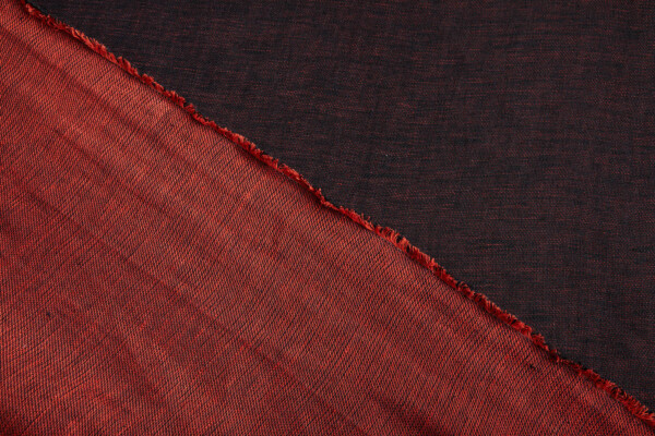 Reversible Linen Weave - Red, Black and Inky Blue fabric