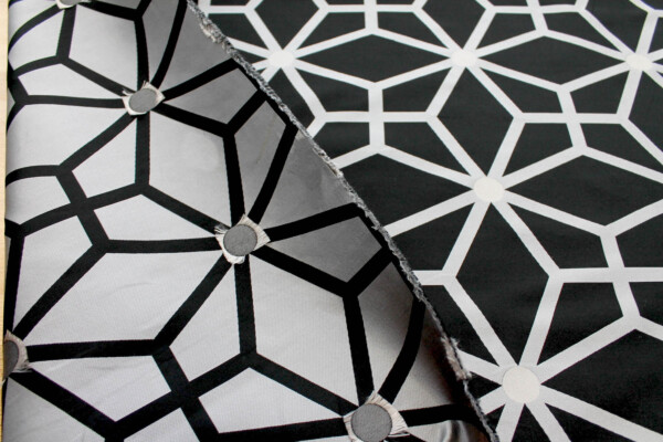Geometric Brocade - Black Grey fabric