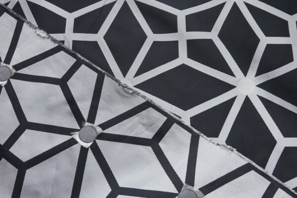 Geometric Brocade - Black Grey fabric