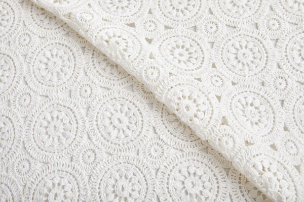 Crochet Style Embroidery "Lace" Fabric - Ivory