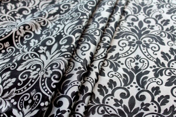 Classic Brocade - White and Black fabric