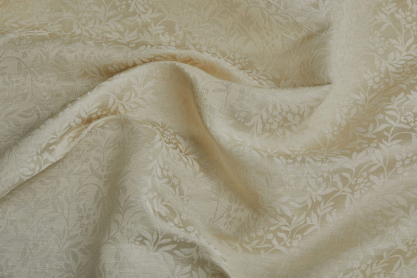 Willow Pattern Silk and Linen Jacquard in Champagne Gold fabric