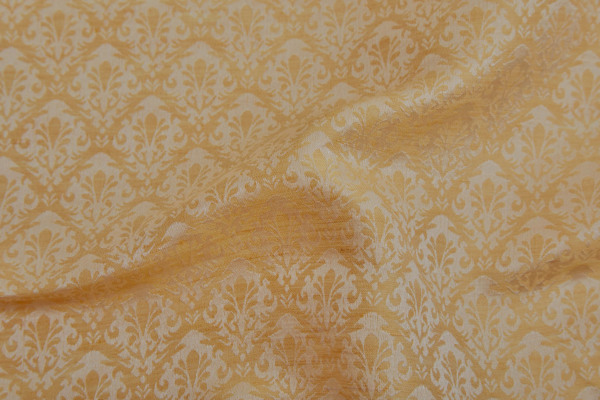 Silk and Linen Jacquard in Buttercup Yellow and Ivory fabric