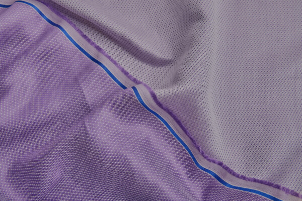 Small Diamond Pattern Silk and Linen Jacquard - Violet and Ivory fabric