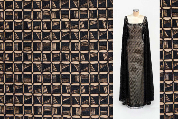 Graphic Squares Guipure Lace in Black