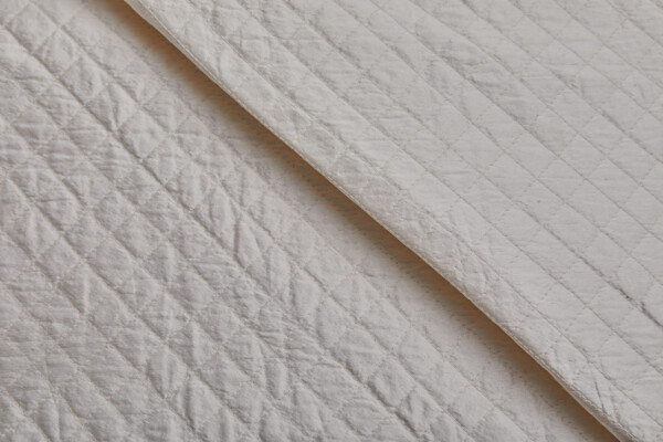 Quilted Silk Dupion Diamond Pattern - Ivory fabric