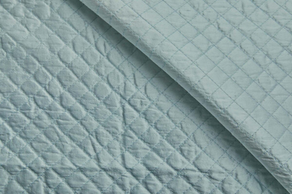 Quilted Silk Dupion Diamond Pattern - Duck Egg Blue fabric