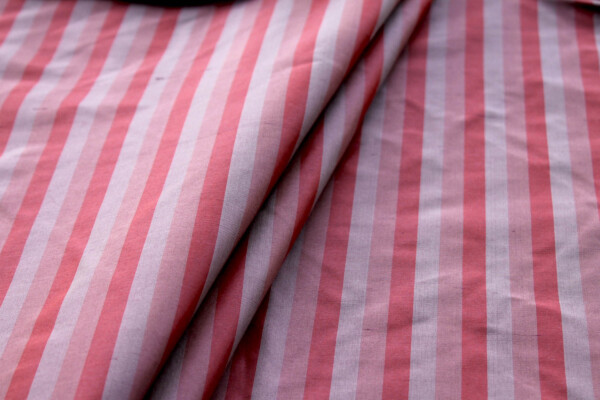 Wide Striped Silk Dupion - Red & Mauve fabric