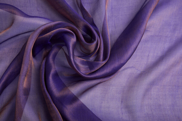 Silk Metallic Chiffon - Indigo/Gold fabric