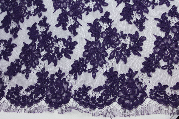 Purple Corded Lace fabric