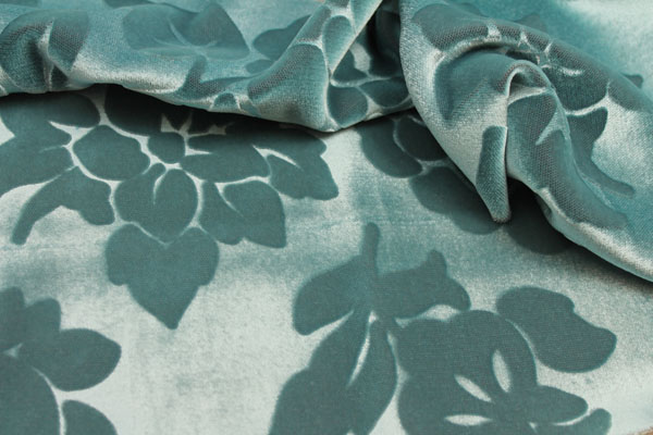 Viscose Velvet - Pale Blue Embossed Floral fabric