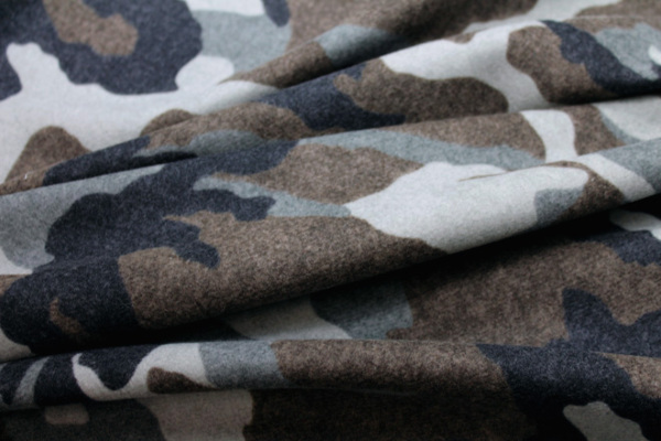 Camo Print Wool - Grey Brown fabric