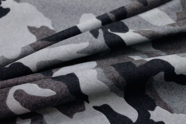 Camo Print Wool - Black Grey fabric