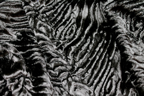 Faux Fur - Textured Astrakhan Style Black Short Pile fabric