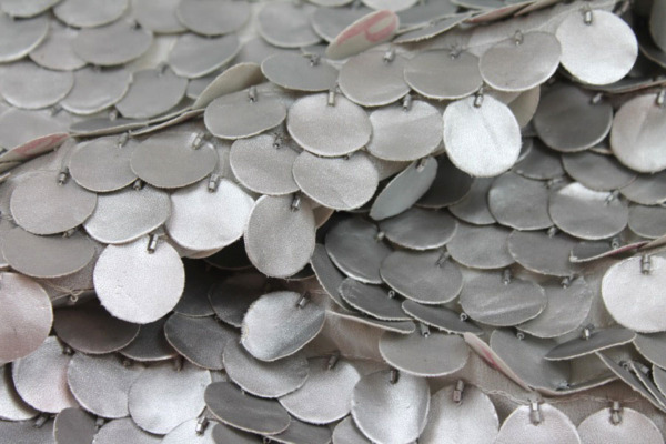 Leatherette Coin Sequin - Silver fabric