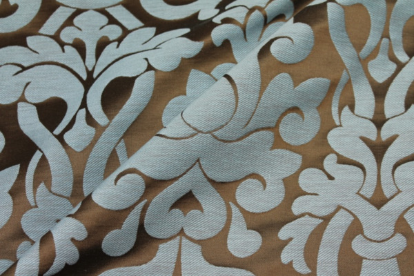 Large Scale Brocade - Blue/Brown fabric
