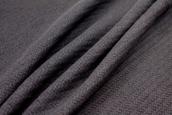 Black Basket Weave Heavy Wool fabric