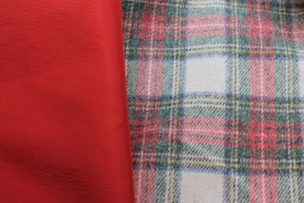 Wool Tartan Bonded with Red Nylon fabric
