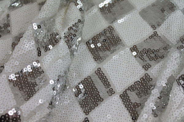 Harlequin Sequin On Tulle - Silver / White fabric