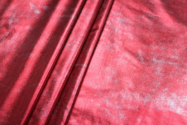 Metallic Foiled Lycra - Red fabric