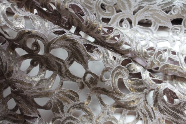 Cut Out Guipure Style Lace w/sequins - Mauve fabric