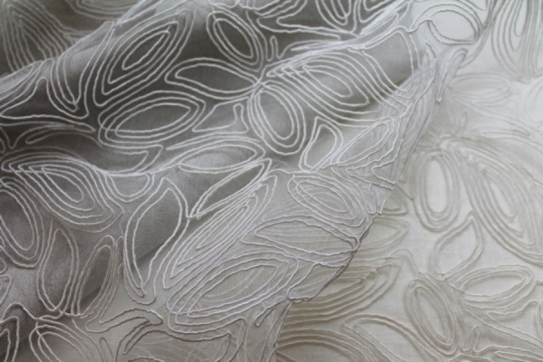 Modern Corded Tulle - Ivory fabric