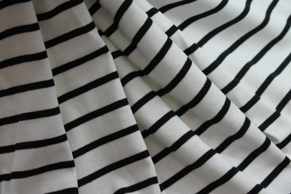 Ivory and Black Stripe Jersey fabric