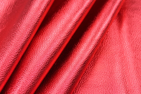 Textured Thick Metallic Leatherette - Red fabric