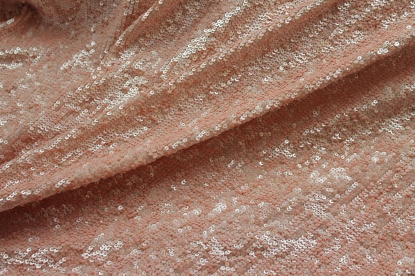 Overlapping Micro Sequin On Silk Chiffon - Pinky Peach fabric