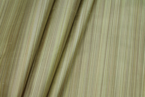 Striped Silk Dupion - Golden Green fabric
