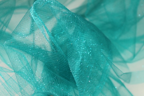 Turquoise Glitter Tulle fabric