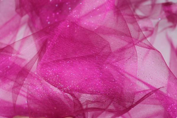 Magenta Glitter Tulle fabric